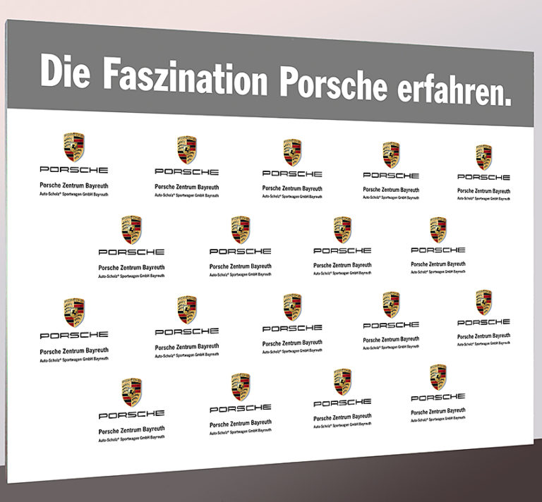 Textil-Messewand Porsche 300 x 200 cm ohne sichtbare Standfüße