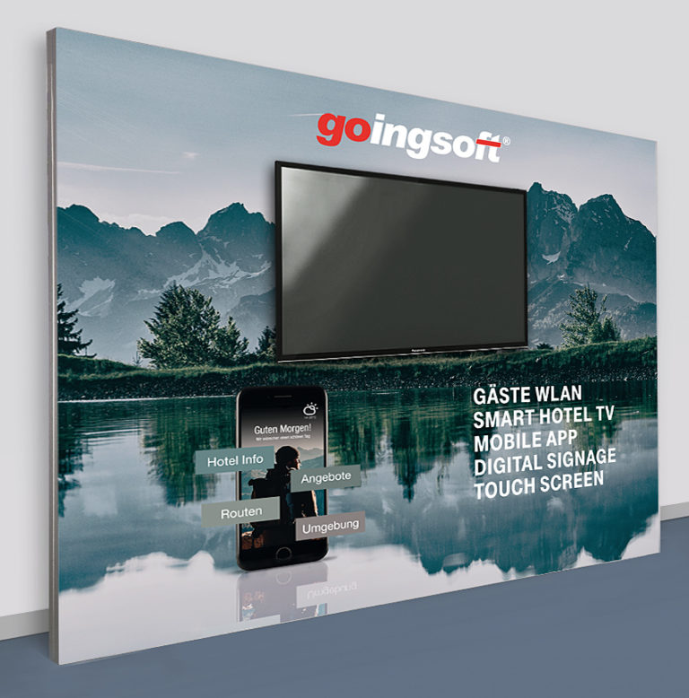 Messewand mit Monitor 300 x 250 cm
